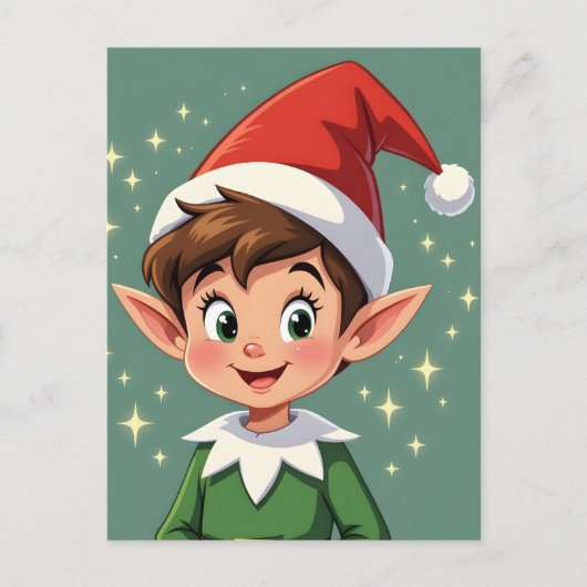Schattig klein elfje met kersthoed briefkaart (Voorkant)