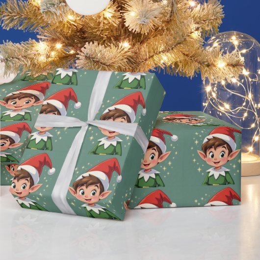 Schattig klein elfje met kersthoed cadeaupapier (Feestdagen)