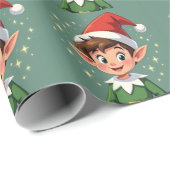 Schattig klein elfje met kersthoed cadeaupapier (Rol Hoek)