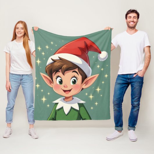 Schattig klein elfje met kersthoed fleece deken (In situ)