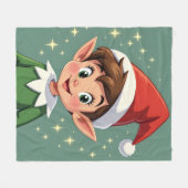 Schattig klein elfje met kersthoed fleece deken (Voorkant (Horizontaal))