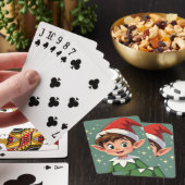Schattig klein elfje met kersthoed pokerkaarten (Insitu)
