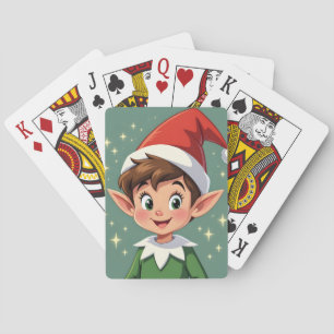 Schattig klein elfje met kersthoed pokerkaarten