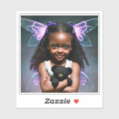 Schattig klein fee-meisje met teddybeer sticker (Vel)