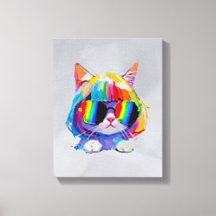 Schattig Klein Grappig Kat (Schilderij Nr. 5) Canvas Afdruk