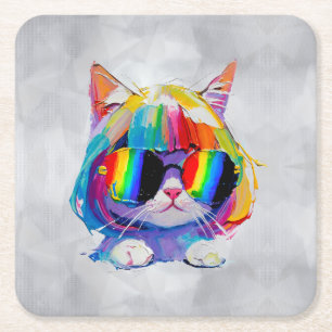 Schattig Klein Grappig Kat (Schilderij Nr. 5) Kartonnen Onderzetters