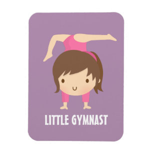 Schattig Klein Gymnastiek Meisje Gymnastiek Pose Magneet