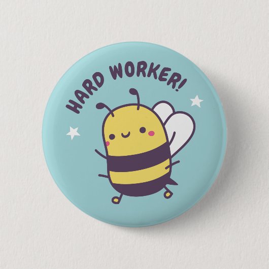 Schattig Klein Hardwerkende Bij Ronde Button 5,7 Cm (Voorkant)