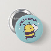 Schattig Klein Hardwerkende Bij Ronde Button 5,7 Cm (Voorkant /achterkant)