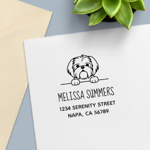 Schattig klein hondje shih tzu adres zelfinktende stempel
