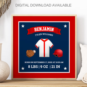 Schattig Klein Honkbal Spelertje Baby Jongen Geboo Poster