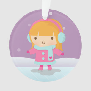 Schattig Klein IJs Schaats Meisje Winter Kerstmis Ornament