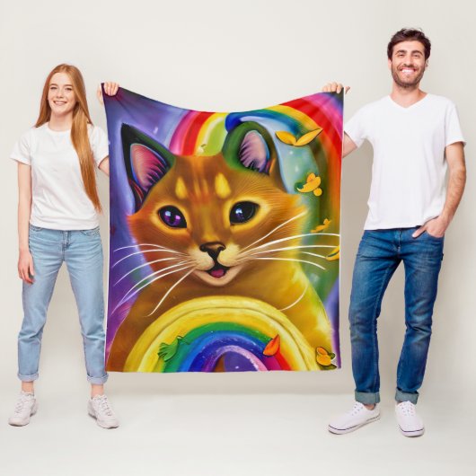 Schattig klein Kat met regenboogkleuren, Cat Fleece Deken (In situ)