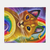 Schattig klein Kat met regenboogkleuren, Cat Fleece Deken (Voorkant (Horizontaal))