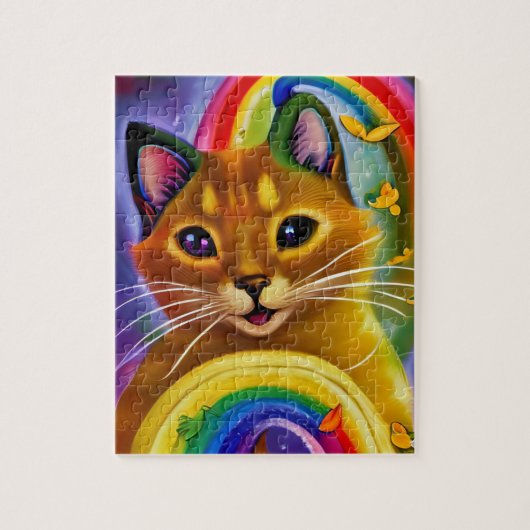Schattig klein Kat met regenboogkleuren, Cat Legpuzzel (Verticaal)