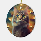 Schattig Klein Katje Speelt Met Kerstbal Keramisch Ornament (Links)