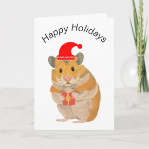 Schattig klein Kersthamstertje met een cadeau Kaart