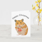 Schattig klein Kersthamstertje met een cadeautje Kaart (Gele Bloem)