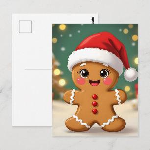 Schattig klein kerstmannetje van gemberkoek met ke briefkaart