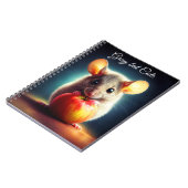 Schattig klein knaagdier met rode appel dicht notitieboek (Linkerzijde)