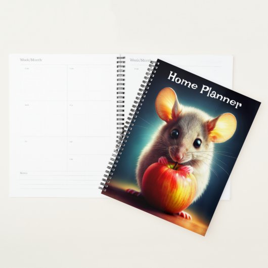 Schattig klein knaagdier met rode appel dicht planner (Display)