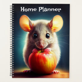 Schattig klein knaagdier met rode appel dicht planner