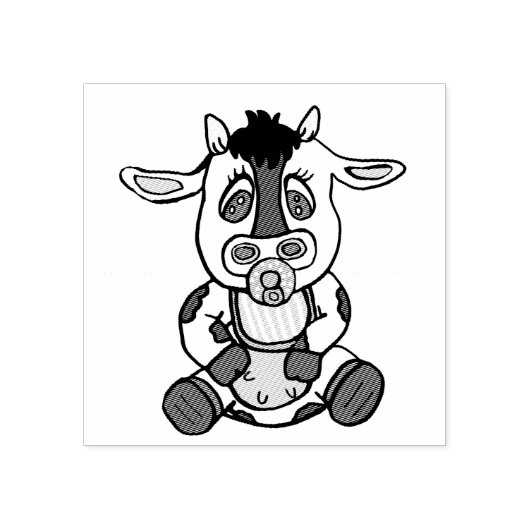 Schattig klein Koe Boerderij Dier Rubberstempel (Afrduk)