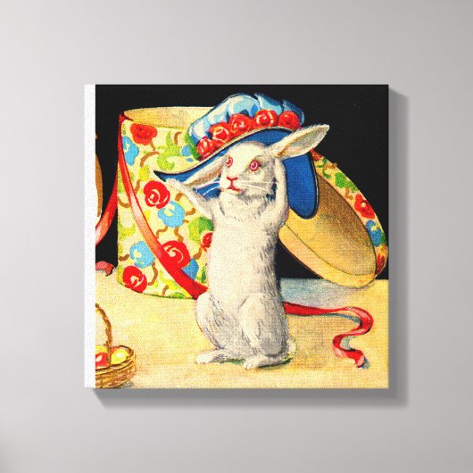 schattig klein konijntje met groot pet canvas afdruk (Voorkant)