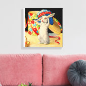 schattig klein konijntje met groot pet canvas afdruk (Insitu (Woonkamer))