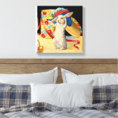 schattig klein konijntje met groot pet canvas afdruk (Insitu (Slaapkamer))