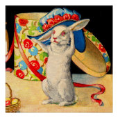 schattig klein konijntje met groot pet perfect poster (Voorkant)