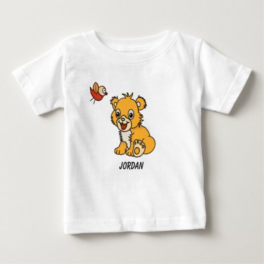 schattig klein leeuwtje met vogel (Voorkant)