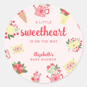 Schattig Klein Liefje Op Weg Baby Shower roze Ronde Sticker