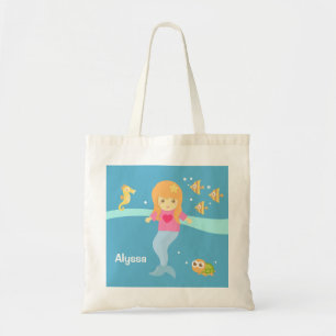 Schattig Klein Meerminisje Onder Zee Dieren Tote Bag