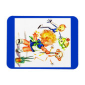 schattig klein meisje dat op de muur schildert magneet (Horizontaal)