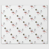 Schattig klein meisje dat skateeg op ijs en hond cadeaupapier (Vlak)