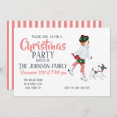 Schattig klein meisje dat skateeg op ijs en hond kaart (Voorkant / Achterkant)