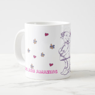 Schattig klein meisje dat verkleedt speelt grote koffiekop