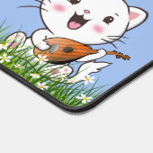 Schattig klein meisje en kat met bloemen bureaumat (Hoek)