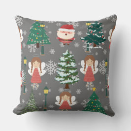 Schattig klein meisje en kerstman Rood Kerstmis Kussen