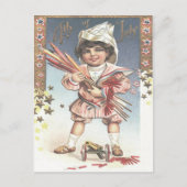 Schattig klein meisje fles raketten vuurwerk briefkaart (Voorkant)