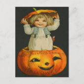 Schattig klein meisje glimlachen Jack O' lantaarn  Briefkaart (Voorkant)
