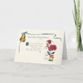 Schattig klein meisje hond bel feestdagen kaart