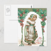 Schattig Klein Meisje Hulst Briefkaart (Voorkant / Achterkant)