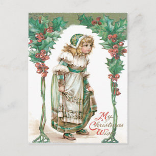 Schattig Klein Meisje Hulst Briefkaart