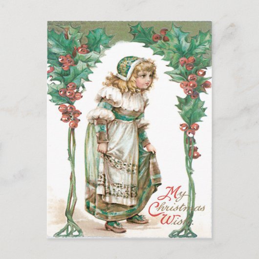 Schattig Klein Meisje Hulst Briefkaart (Voorkant)
