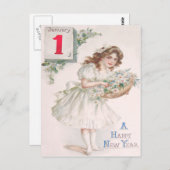 Schattig klein meisje mand madeliefjes briefkaart (Voorkant / Achterkant)