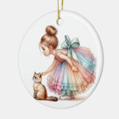 SCHATTIG KLEIN MEISJE MET HAAR KITTEN KERAMISCH ORNAMENT (Links)