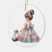 SCHATTIG KLEIN MEISJE MET HAAR KITTEN KERAMISCH ORNAMENT (Links)