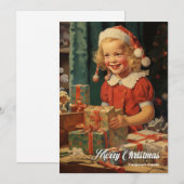  schattig klein meisje met kerstcadeaus feestdagenkaart (Voorkant / Achterkant)